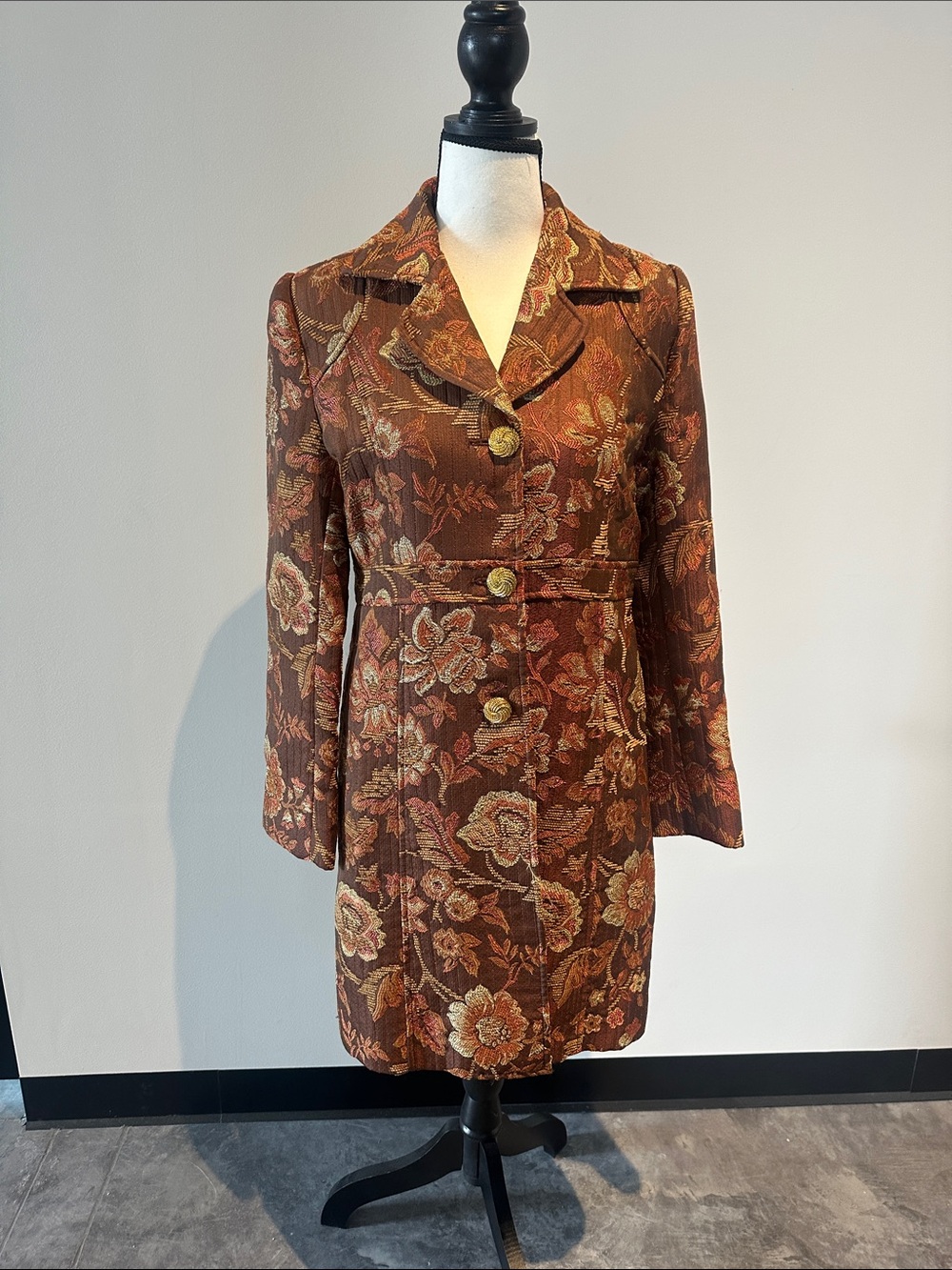 Hanna & Gracie Floral Women's Coat in Brown-Orange